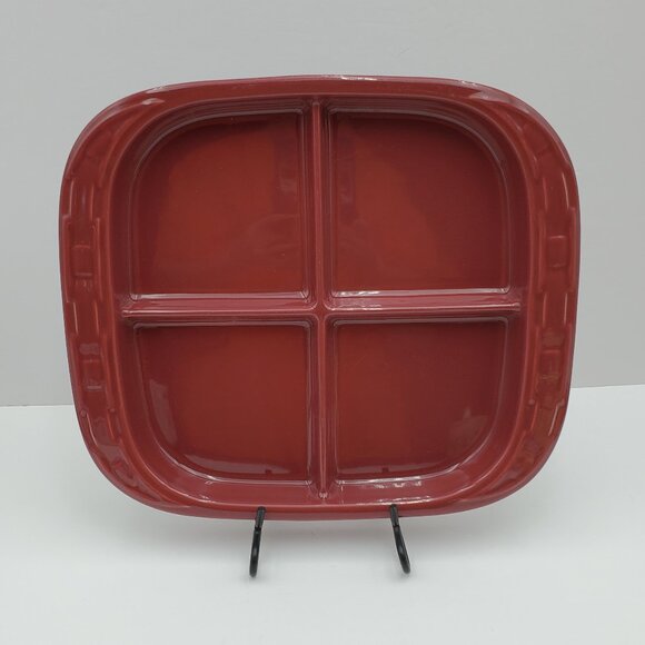 Longaberger Woven Traditions Paprika Divided Serving Dish 4 Part Appetizer Plate - Picture 2 of 6